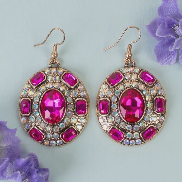 Crystal Earring-Fuchsia
