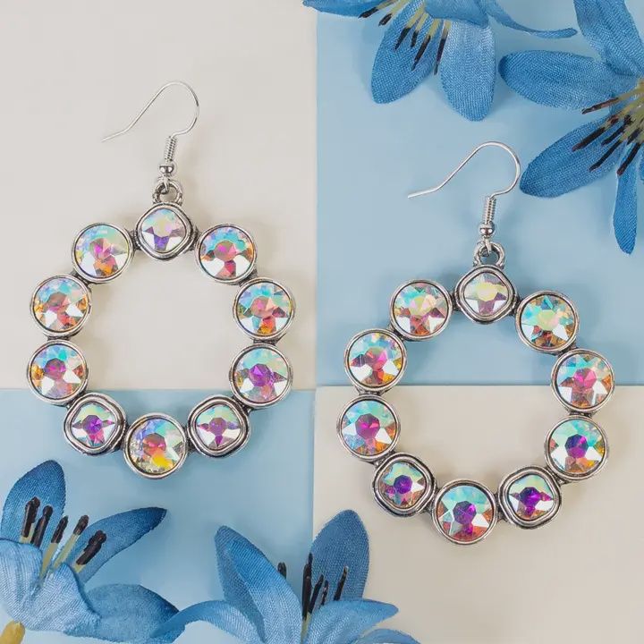 Crystal Circle Earrings-AB