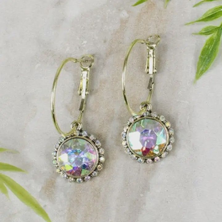 Glass Crystal Hoop Earrings