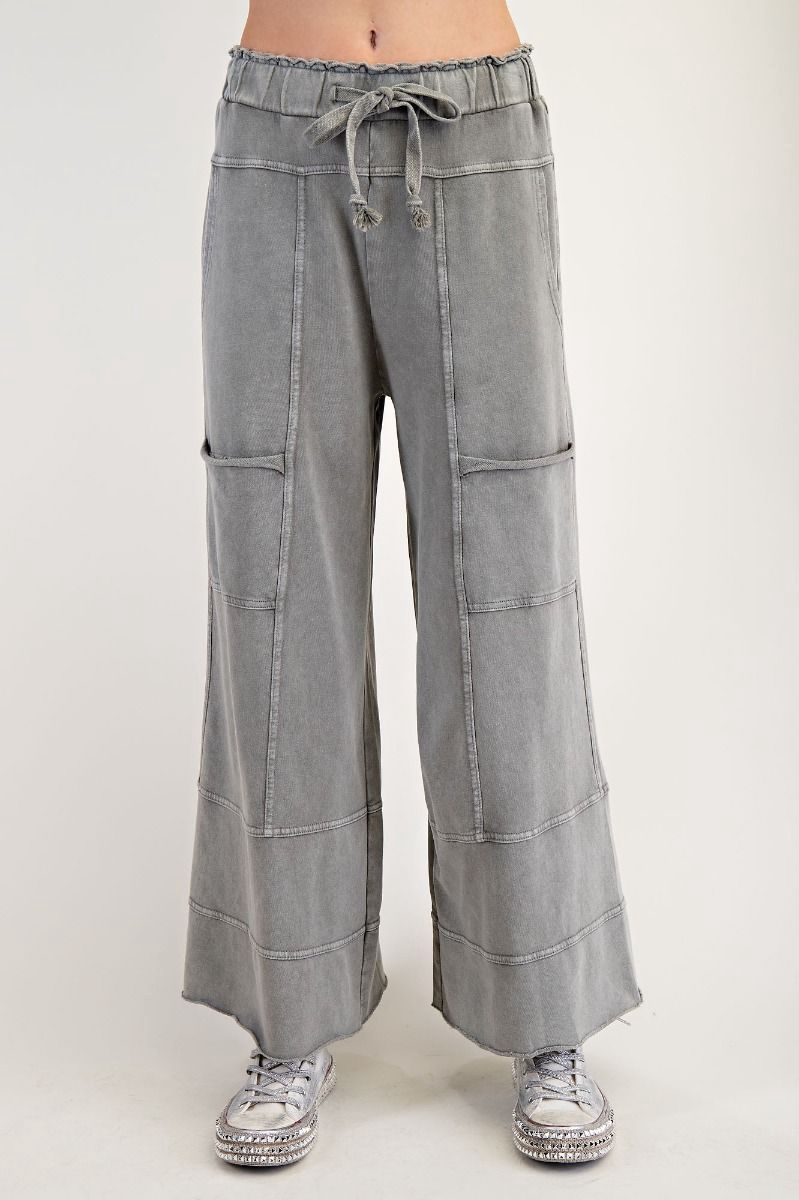 Ash Mineral Washed Terry Knit Pants Reg/Plus