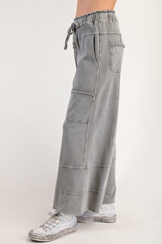 Ash Mineral Washed Terry Knit Pants Reg/Plus