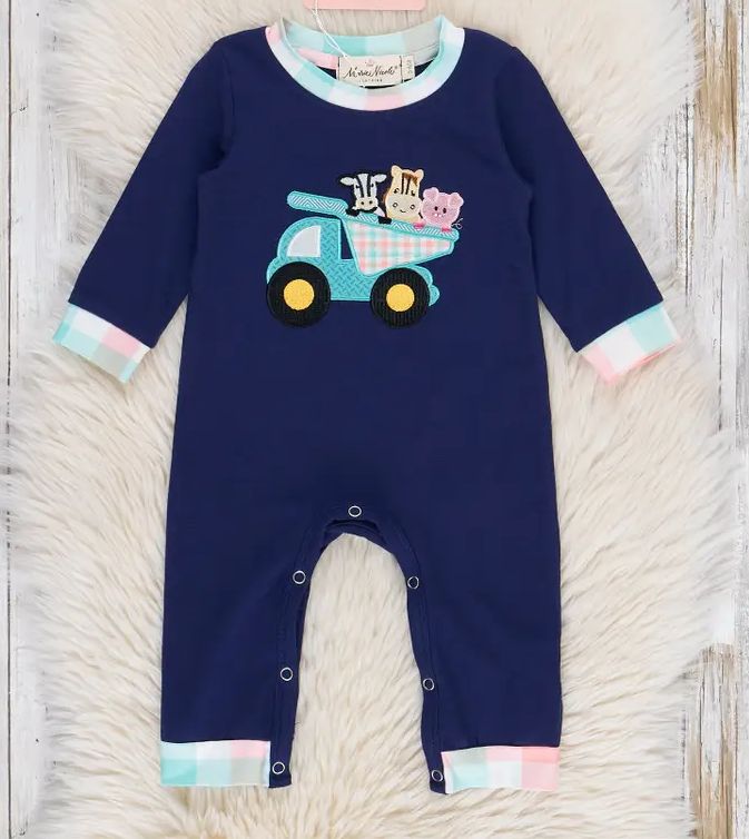 Embroidered Barn Yard Pals Dump Truck Romper