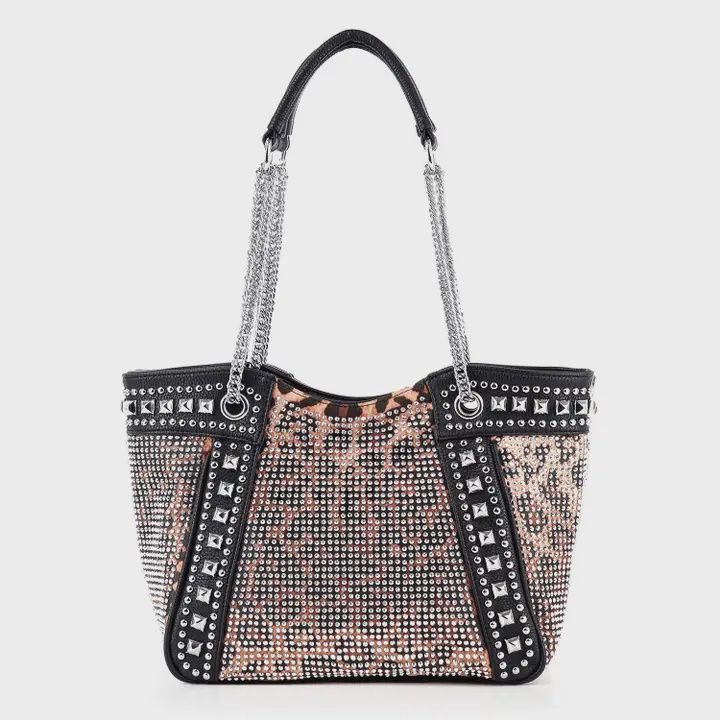 Chain and Rhinestone Studded Tote