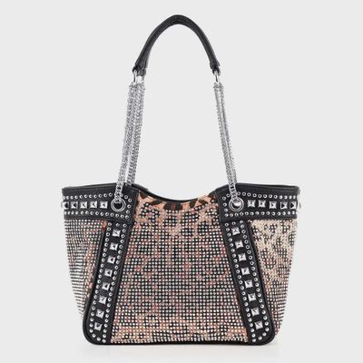 Chain and Rhinestone Studded Tote