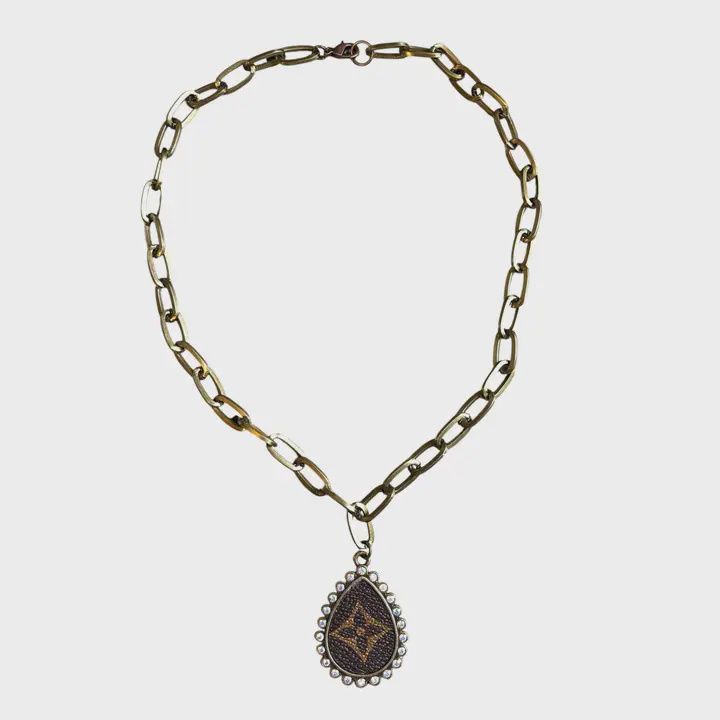 Teardrop Refurbished LV Rhinestone Necklace