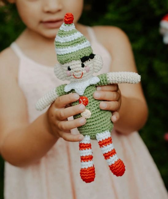 Handmade Elf Rattle– Festive Holiday Keepsake Toy