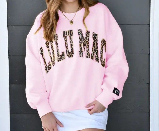 LULU Mac Pink Sweatshirt with Leopard