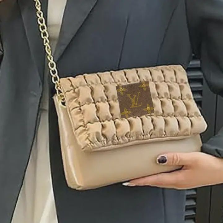 Upcycled LV Quilted Crossbody Beige Bag