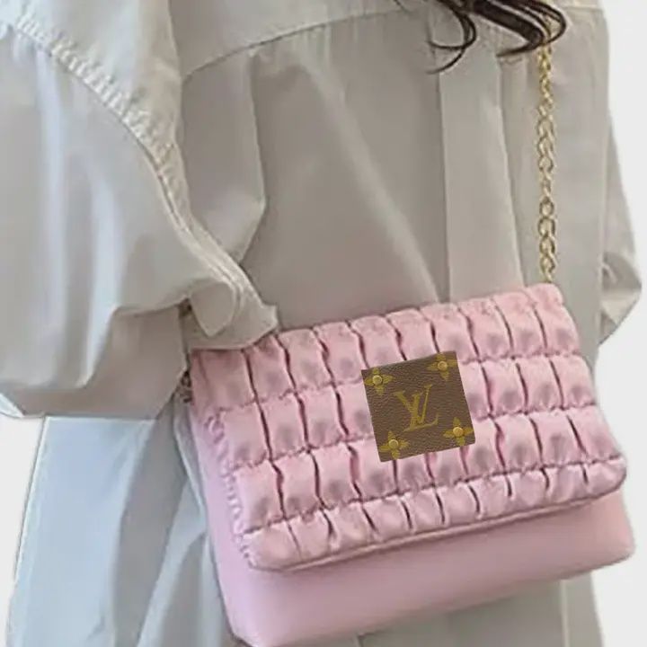 Upcycled LV Quilted Crossbody Pink Bag