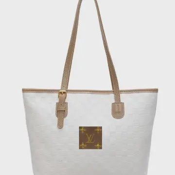 Upcycled Checker Embossed White Tote Bag