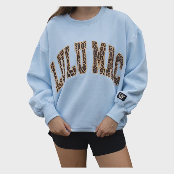 LULU Mac Light Blue w/ Leopard Sweatshirt