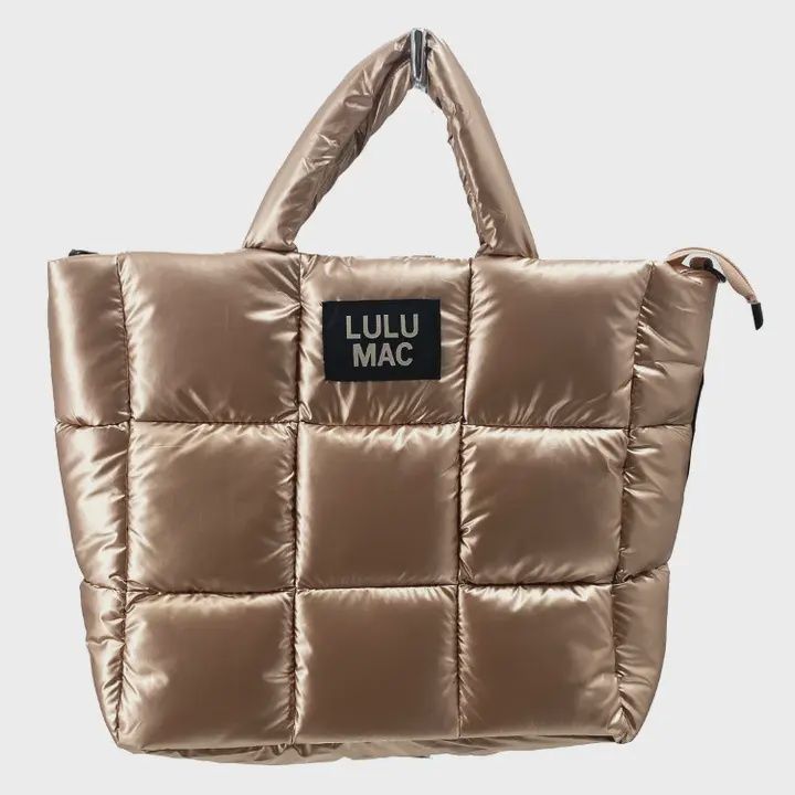 LULU Mac Large Puffer Metallic Handbag-Pewter