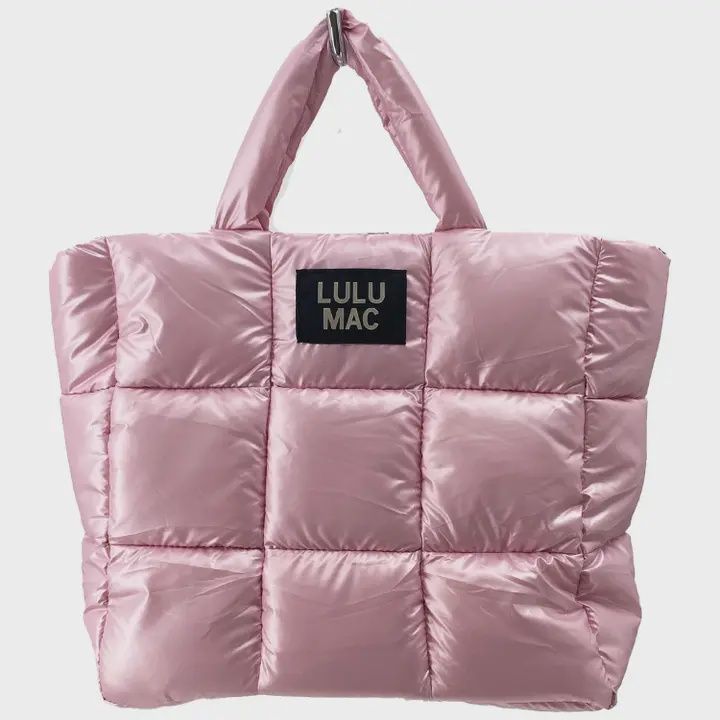 LULU Mac Large Puffer Metallic Handbag-Pale Pink