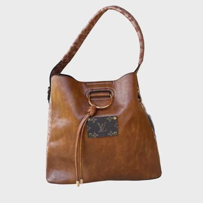 CognacLeopard Trim Hobo Refubished LV