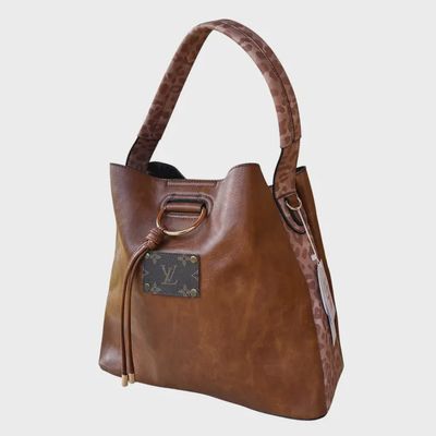 CognacLeopard Trim Hobo Refubished LV