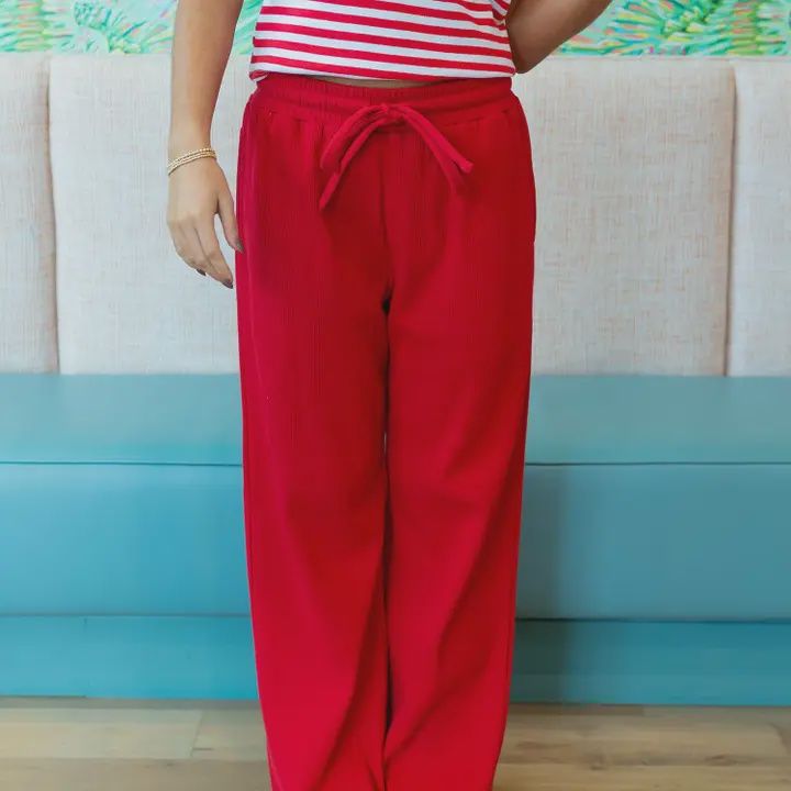 LULU Mac Waffle Pant -Red