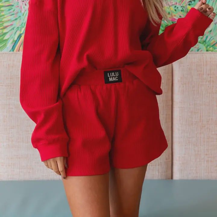 LULU Mac Waffle Shorts -Red