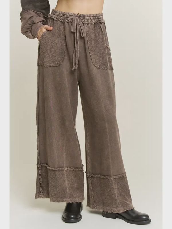 Best Mineral Wash Wide Leg Cropped Pants-Ash Oak