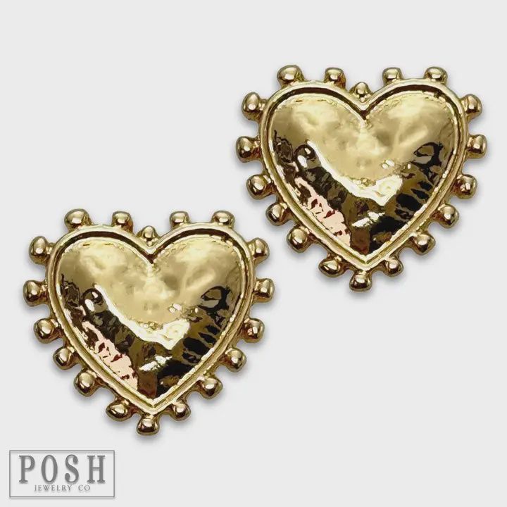 Gold Heart Post Earring