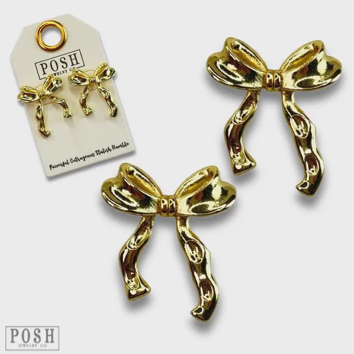 Gold Plated Bow Post Earring