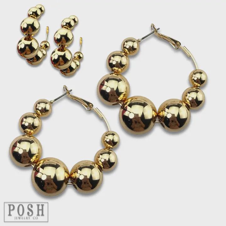 Large Bead Hoop Earring