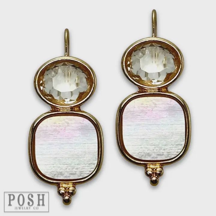 Rhinestone and Mother of Pearl Look Earring