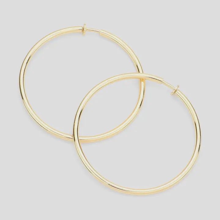 2.4 Inch Clip On Hoop Earrings