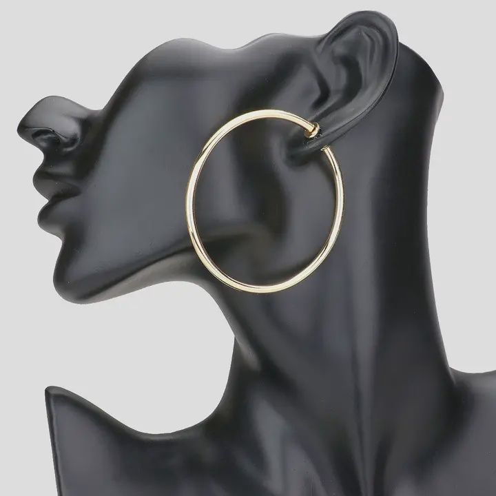 2.4 Inch Clip On Hoop Earrings