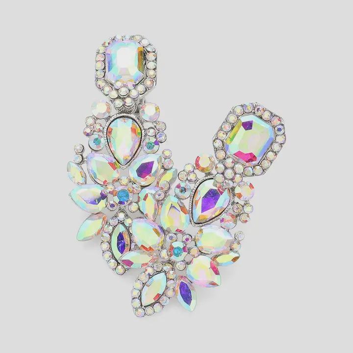 Marquise Square Stone Pointed Evening Clip On Earrings