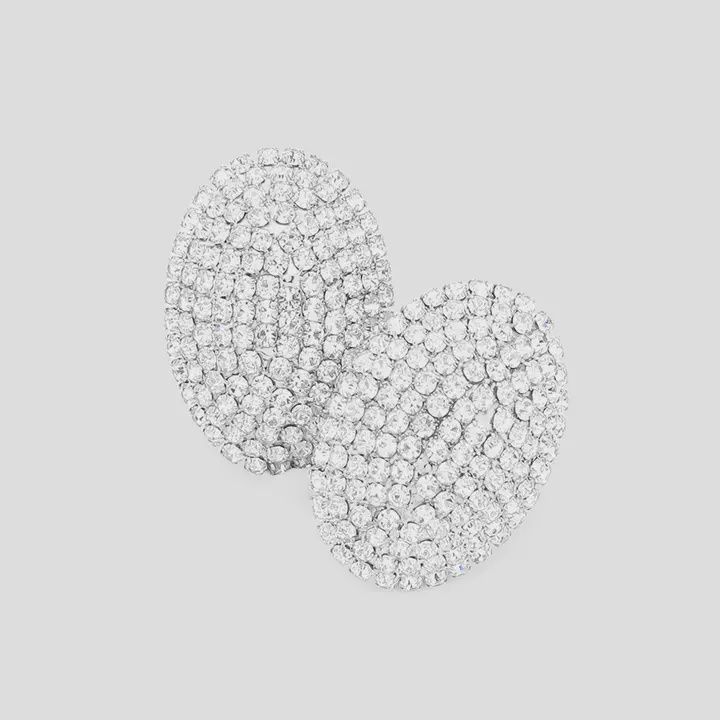Rhinestone Pave Oval Evening Clip On Earrings