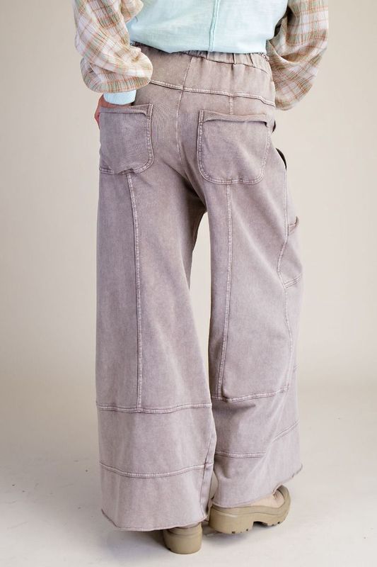 Mushroom Mineral Washed Terry Knit Pants