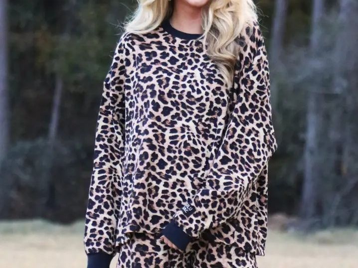 LULU Mac Waffle Long Sleeve Top-Leopard