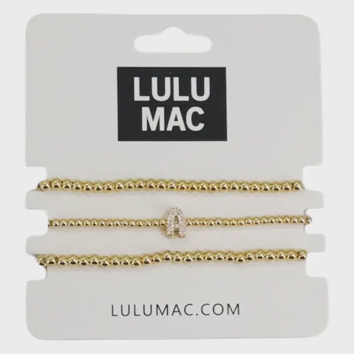 LULU Mac 3 Strand Initial Gold Bracelet Set