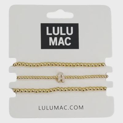 LULU Mac 3 Strand Initial Gold Bracelet Set
