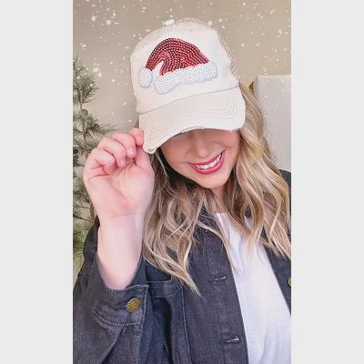 Santa Hat Sparkle Vintage Hat