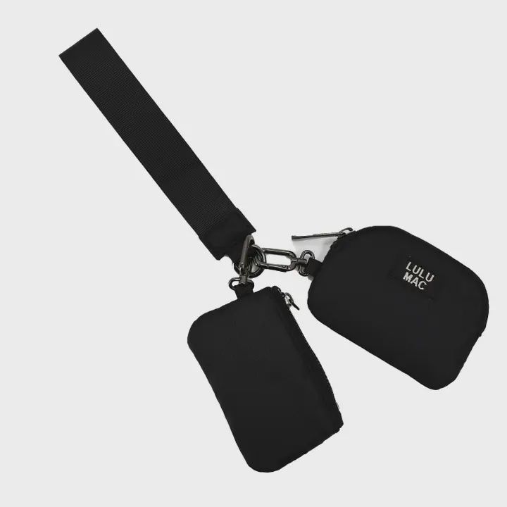 LULU Mac Black/Black Double Pouch Wristlets