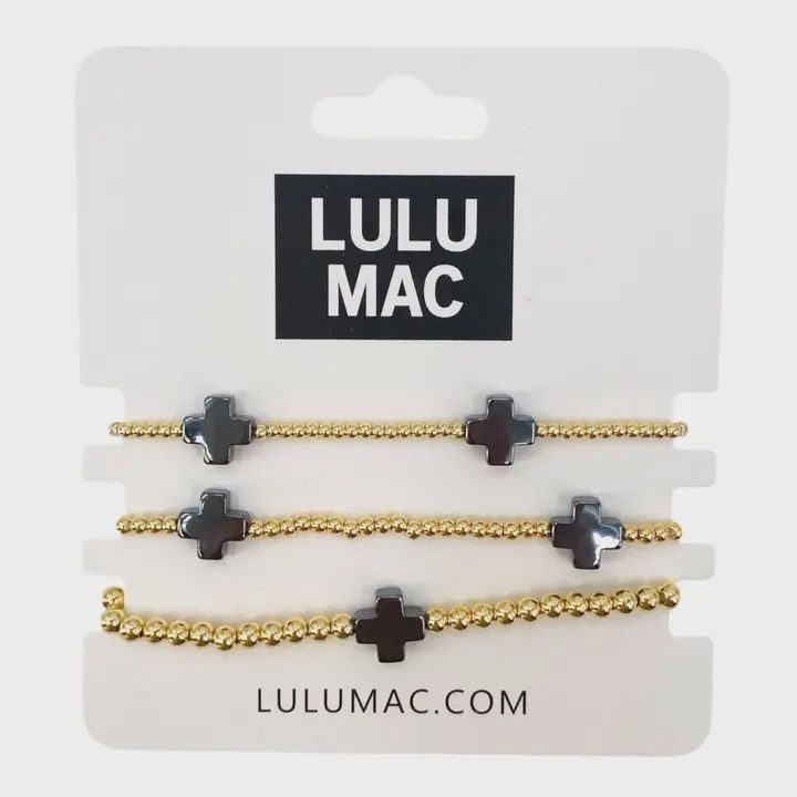 LULU Mac 3 Strand Bracelet-Cross/Black