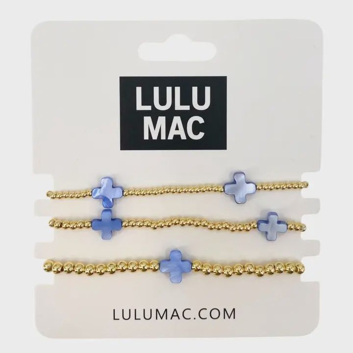 LULU Mac 3 Strand Bracelet-Cross/Blue
