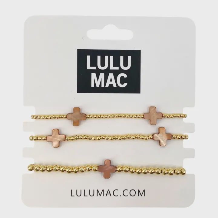 LULU Mac 3 Strand Bracelet-Cross/Brown
