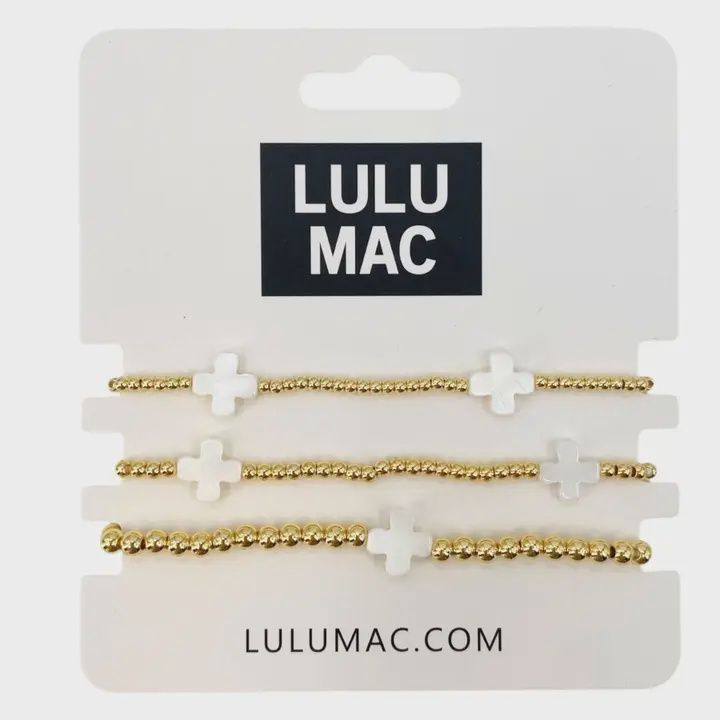 LULU Mac 3 Strand Bracelet-Cross/White