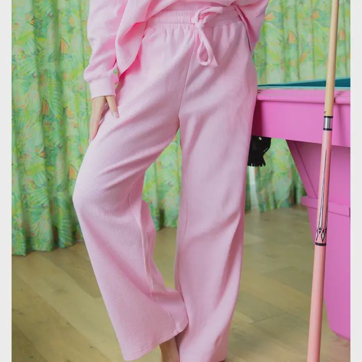 LULU Mac Waffle Pant- Light Pink