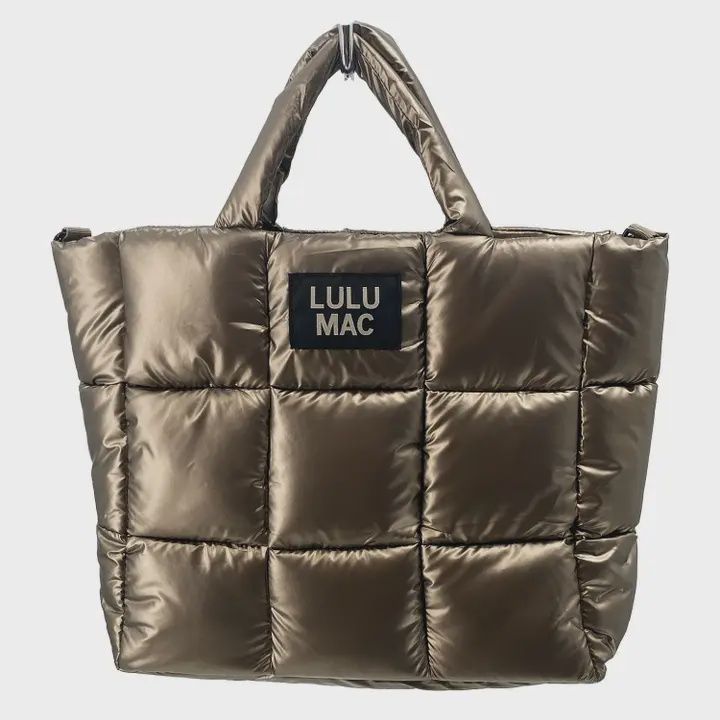 LULU Mac Large Puffer Metallic Handbag-Olive