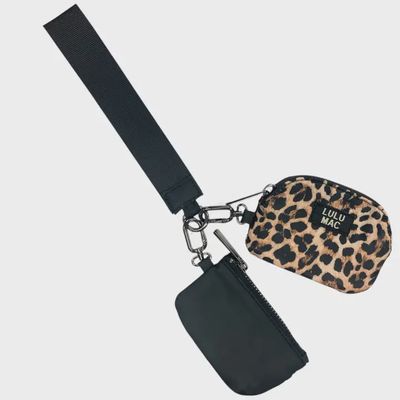 LULU Mac Black/Leopard Double Pouch Wristlet