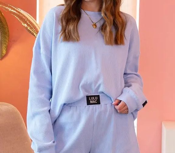 LULU Mac Waffle Longsleeve Top-Light Blue