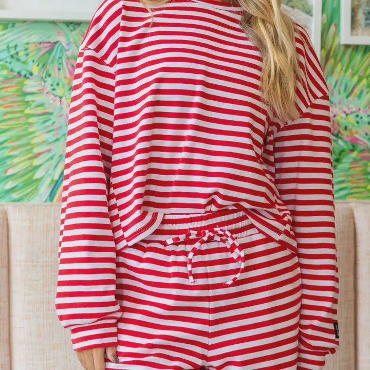 LULU Mac Stripe Longsleeve Top-Red