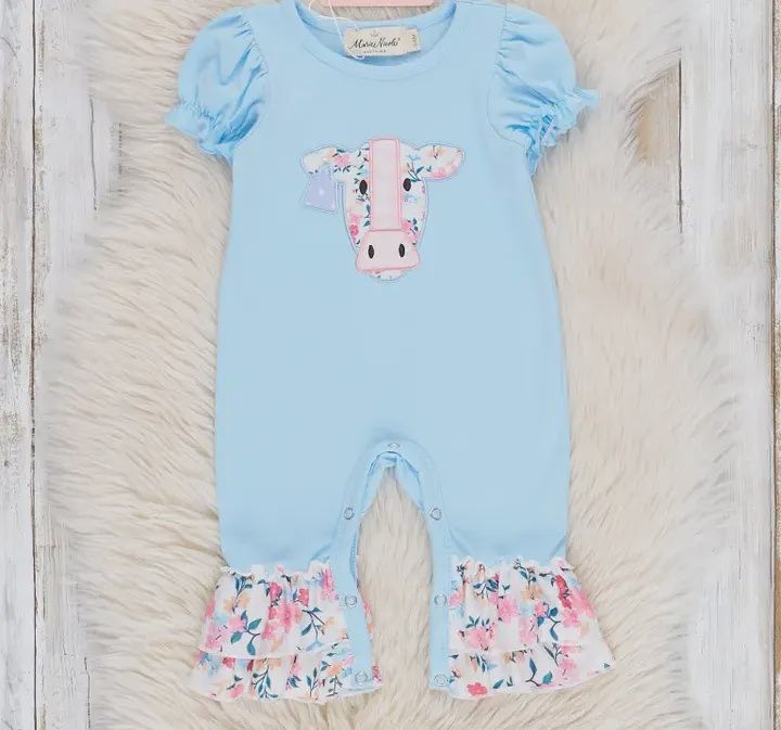 Baby Cow Floral Ruffle Romper
