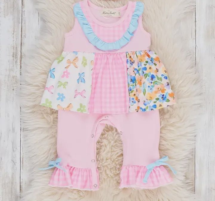 Spring Garden Bows Ruffle Romper