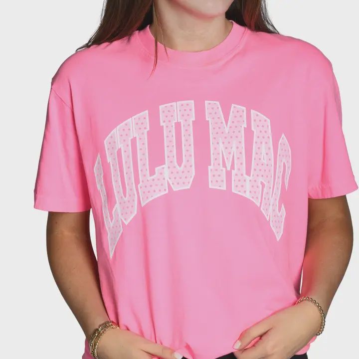 LULU Mac Polka Dot Comfort Colors Tee - Neon Pink