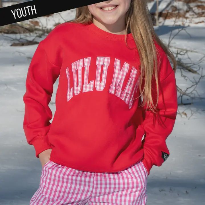 LULU Mac Kids Sweatshirt Red with Pink Gingham