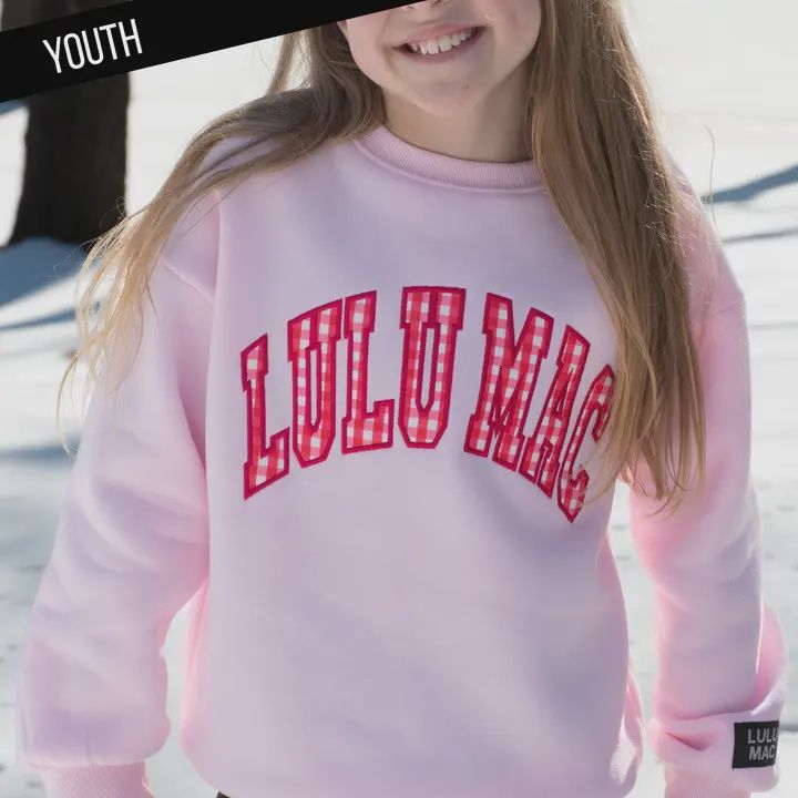 LULU Mac Kids Sweatshirt Pink with Red Gingham